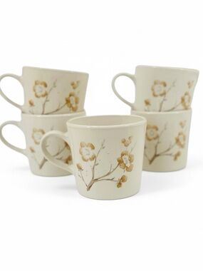Vintage Corning Corner Stone Cherry Blossom Coffee Cups Mugs 8 fl oz Set Of 5